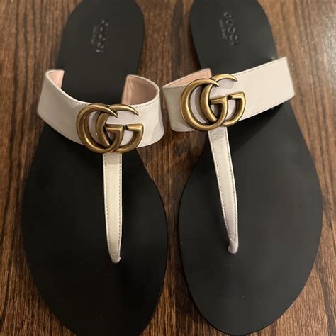 gucci women's marmont thong sandals|Gucci Marmont flat leather sandals.